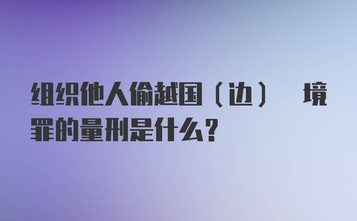 组织他人偷越国(边) 境罪的量刑是什么？