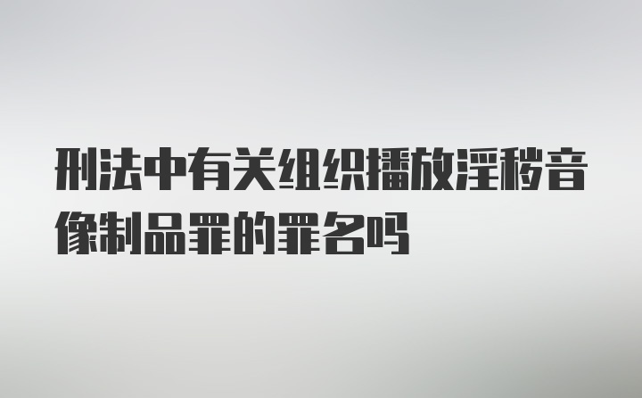 刑法中有关组织播放淫秽音像制品罪的罪名吗