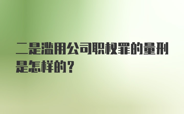 二是滥用公司职权罪的量刑是怎样的？