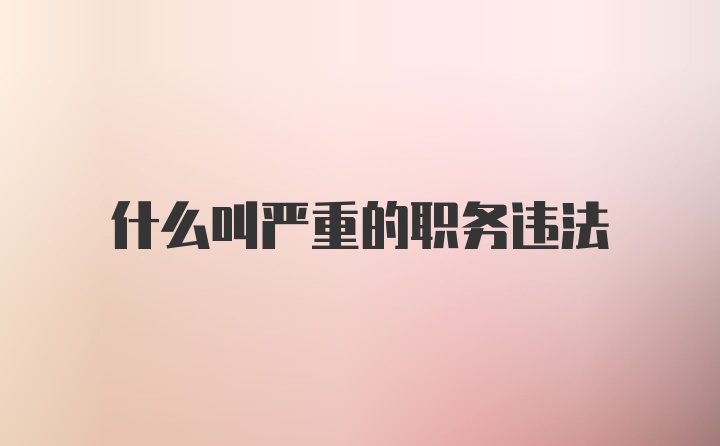 什么叫严重的职务违法