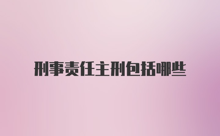 刑事责任主刑包括哪些