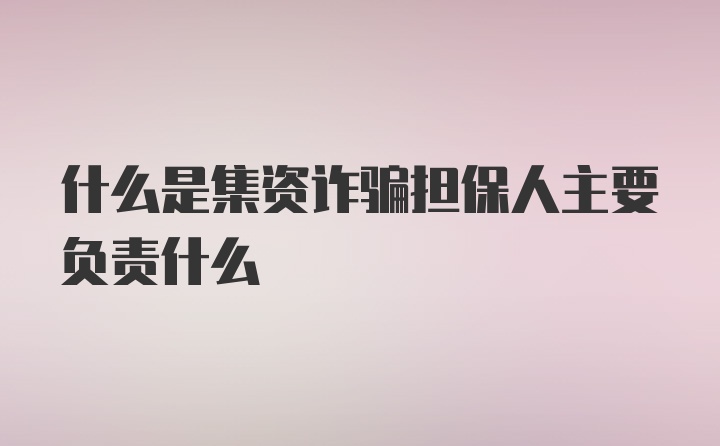 什么是集资诈骗担保人主要负责什么