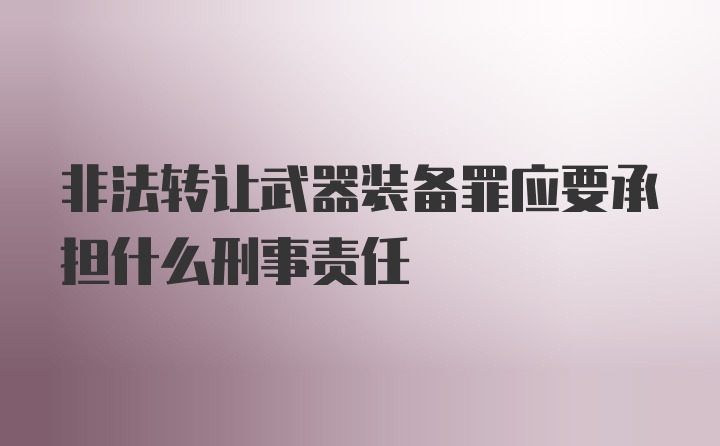 非法转让武器装备罪应要承担什么刑事责任