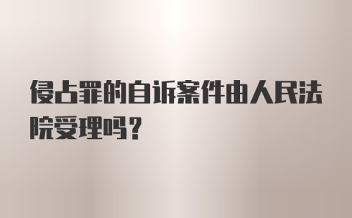 侵占罪的自诉案件由人民法院受理吗？