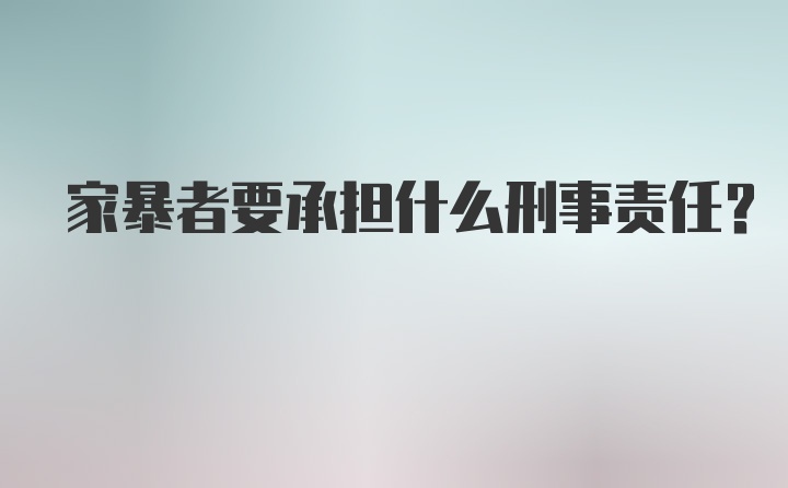 家暴者要承担什么刑事责任？