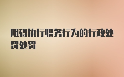 阻碍执行职务行为的行政处罚处罚