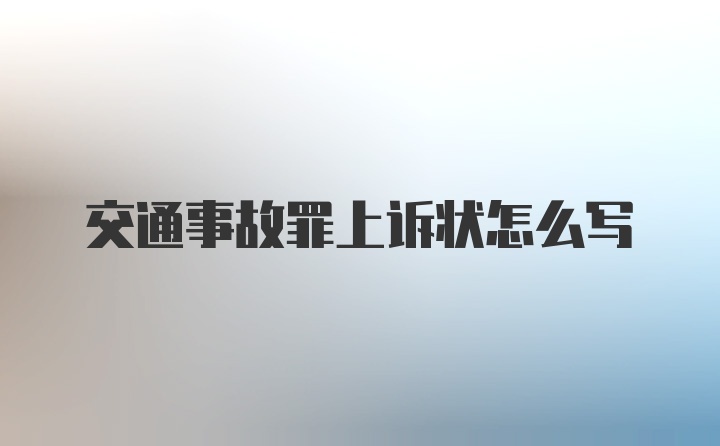 交通事故罪上诉状怎么写