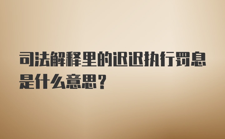 司法解释里的迟迟执行罚息是什么意思?