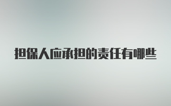 担保人应承担的责任有哪些