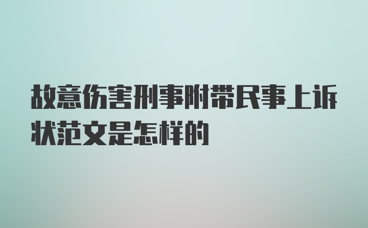 故意伤害刑事附带民事上诉状范文是怎样的