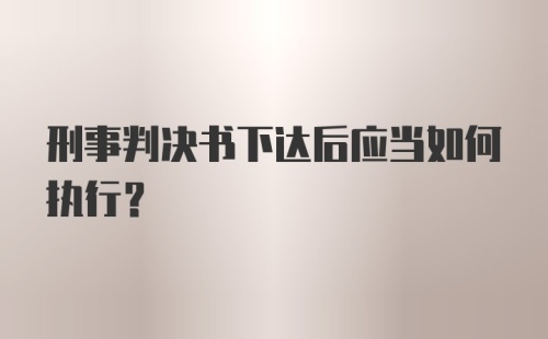 刑事判决书下达后应当如何执行？