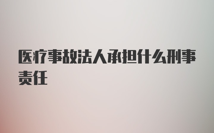 医疗事故法人承担什么刑事责任