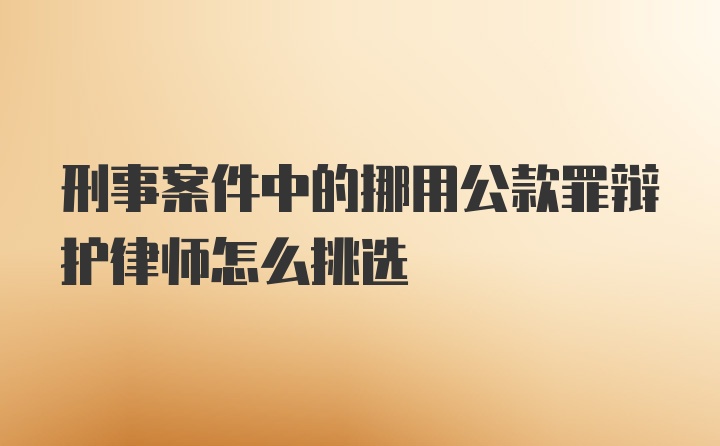 刑事案件中的挪用公款罪辩护律师怎么挑选