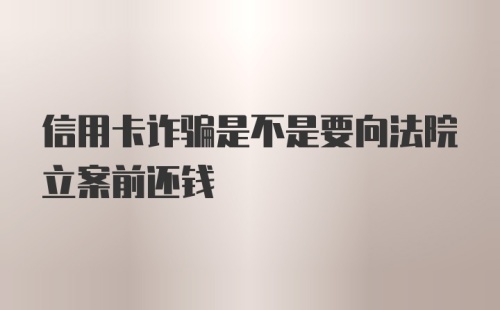 信用卡诈骗是不是要向法院立案前还钱