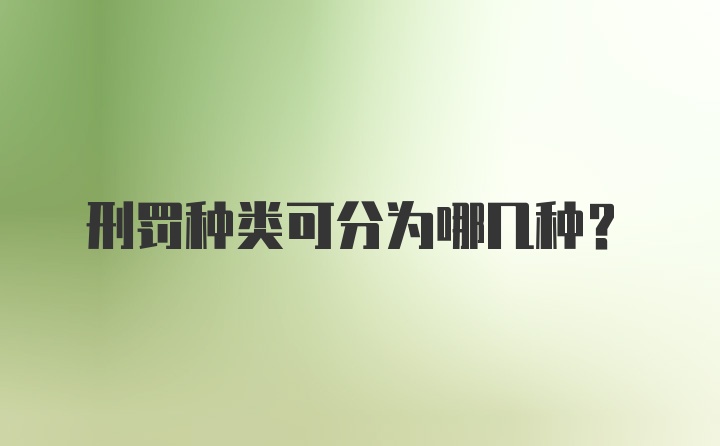 刑罚种类可分为哪几种？