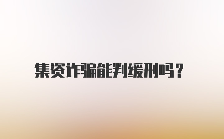 集资诈骗能判缓刑吗？