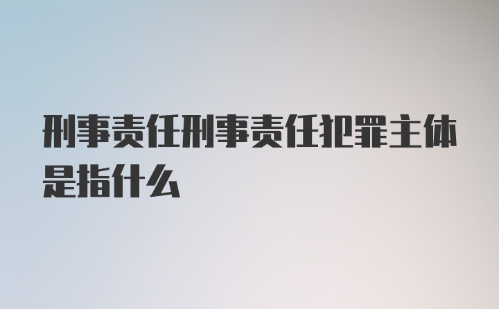 刑事责任刑事责任犯罪主体是指什么