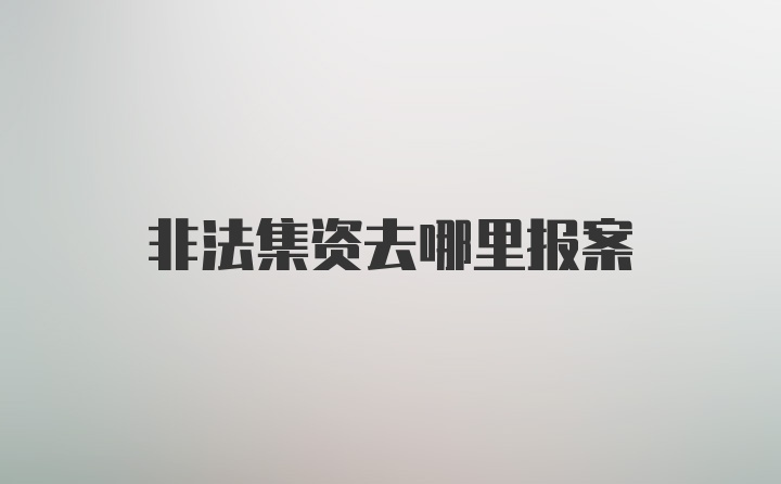 非法集资去哪里报案