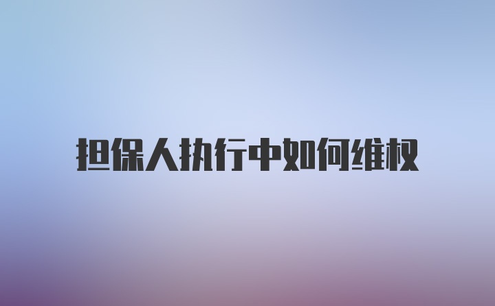 担保人执行中如何维权