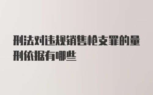 刑法对违规销售枪支罪的量刑依据有哪些