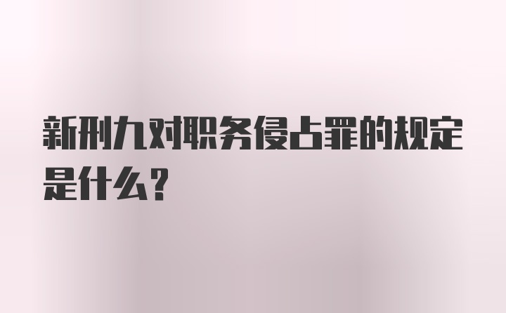 新刑九对职务侵占罪的规定是什么？