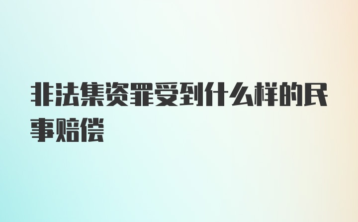 非法集资罪受到什么样的民事赔偿