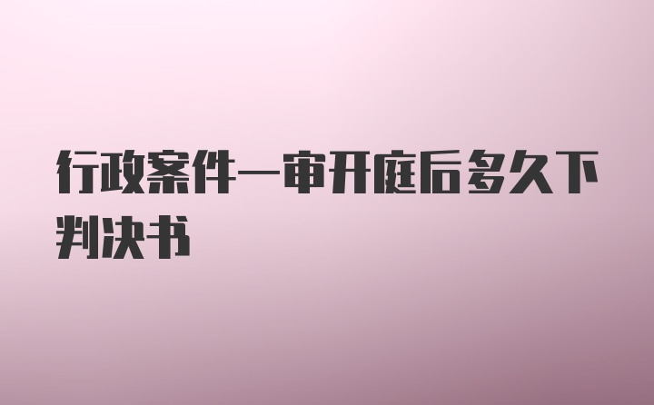 行政案件一审开庭后多久下判决书