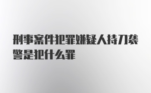 刑事案件犯罪嫌疑人持刀袭警是犯什么罪