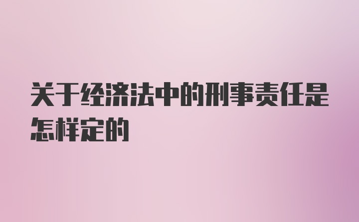 关于经济法中的刑事责任是怎样定的