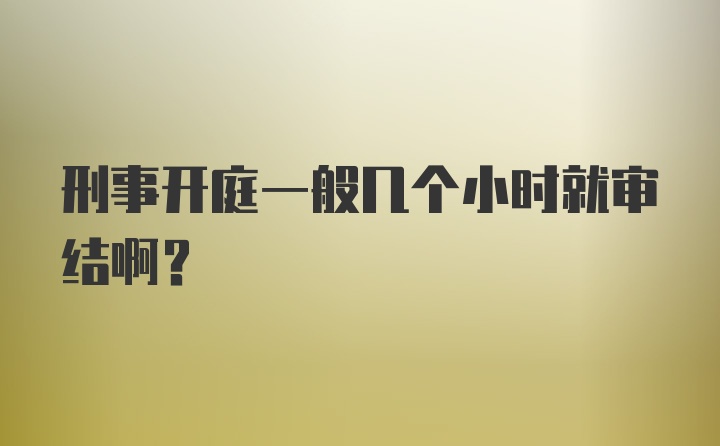 刑事开庭一般几个小时就审结啊？