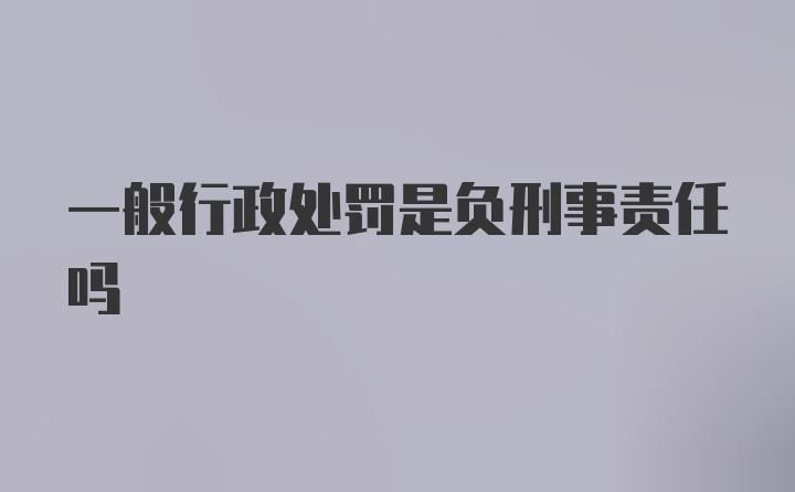 一般行政处罚是负刑事责任吗