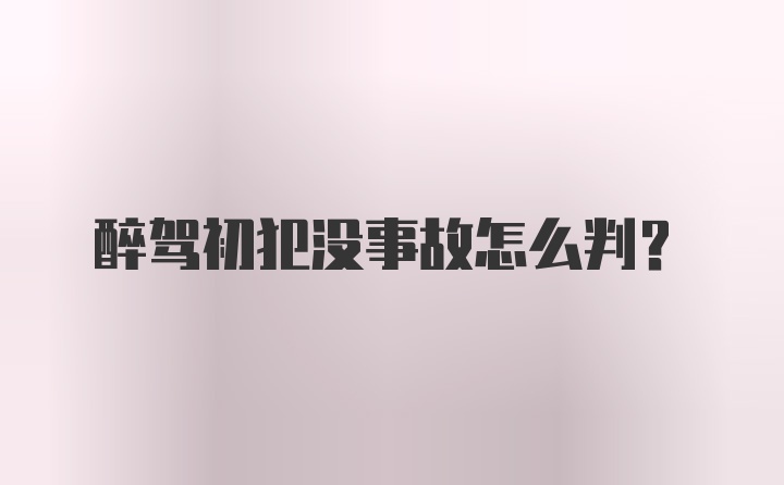 醉驾初犯没事故怎么判?