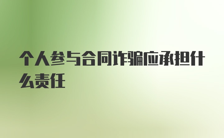 个人参与合同诈骗应承担什么责任