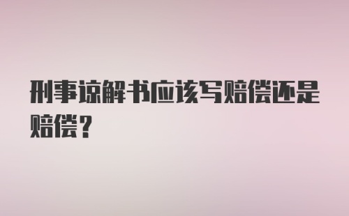 刑事谅解书应该写赔偿还是赔偿？