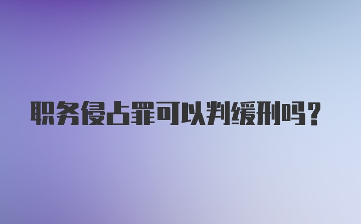 职务侵占罪可以判缓刑吗？