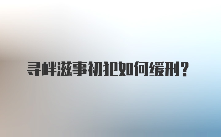 寻衅滋事初犯如何缓刑？