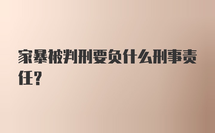 家暴被判刑要负什么刑事责任？