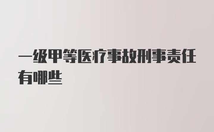 一级甲等医疗事故刑事责任有哪些