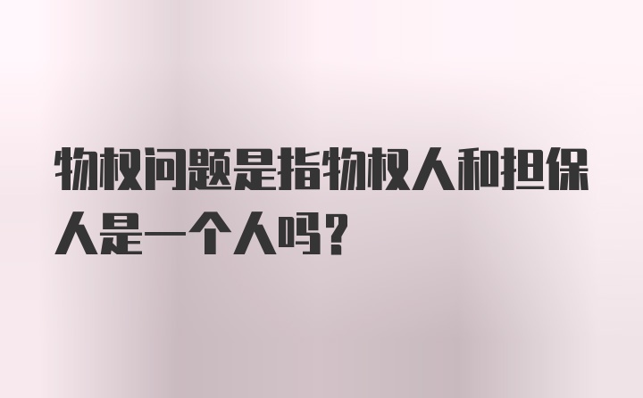 物权问题是指物权人和担保人是一个人吗?