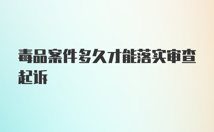 毒品案件多久才能落实审查起诉