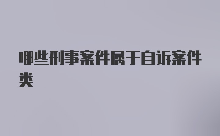 哪些刑事案件属于自诉案件类