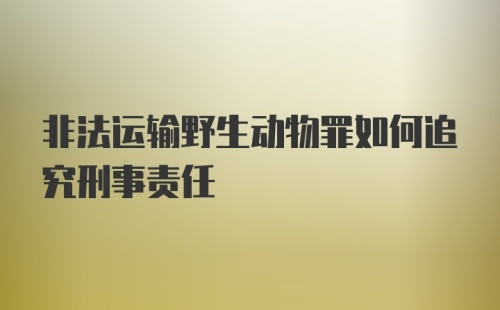 非法运输野生动物罪如何追究刑事责任