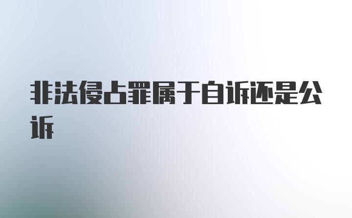 非法侵占罪属于自诉还是公诉