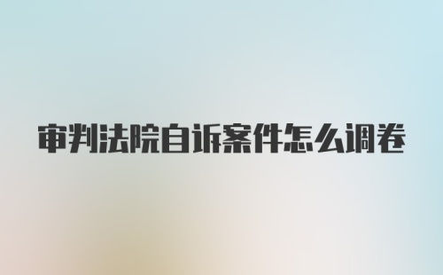 审判法院自诉案件怎么调卷