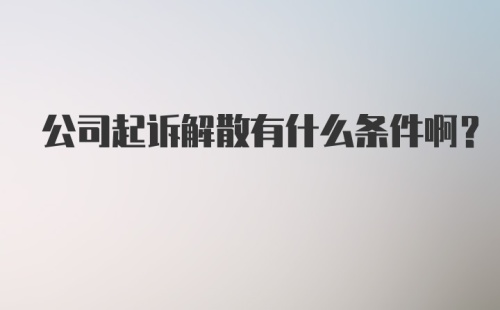 公司起诉解散有什么条件啊？