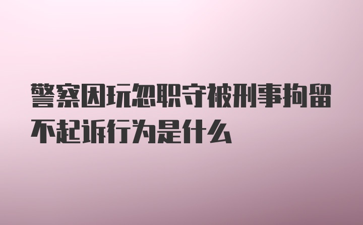 警察因玩忽职守被刑事拘留不起诉行为是什么