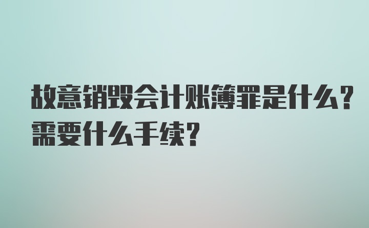 故意销毁会计账簿罪是什么？需要什么手续？