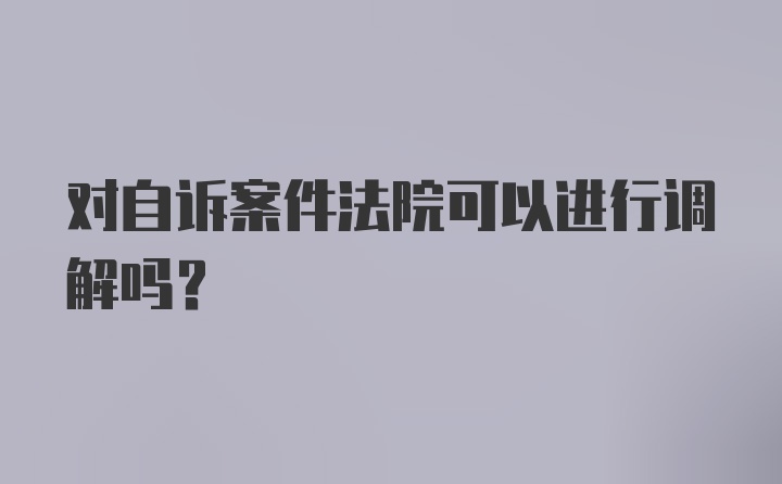 对自诉案件法院可以进行调解吗？