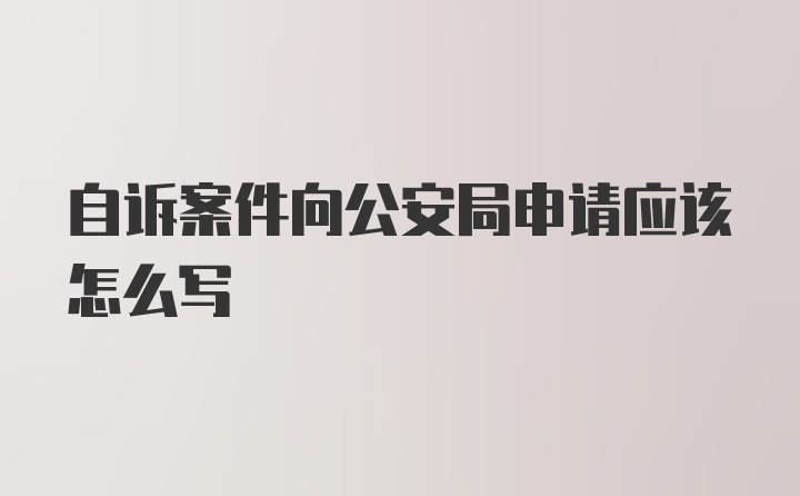 自诉案件向公安局申请应该怎么写