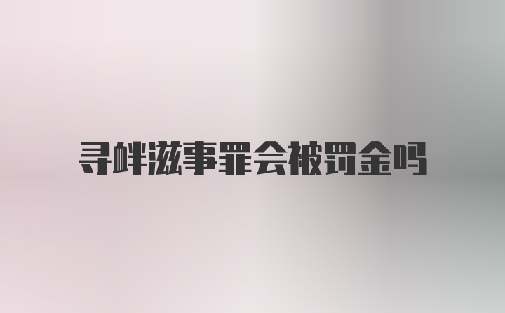 寻衅滋事罪会被罚金吗